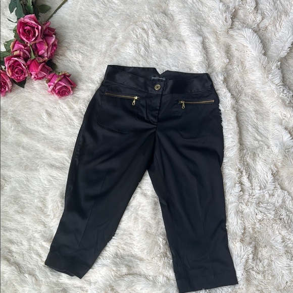 Express Pants - Y2K Black Satin Capri Pants